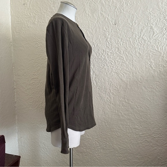 7 for all mankind Army Green Henley Long Sleeve Shirt Men’s Small - Picture 6 of 8
